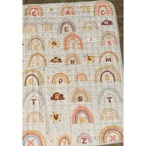 Lap Quilt Blanket 44"x44" Alphabet Rainbow Playpen Mat New